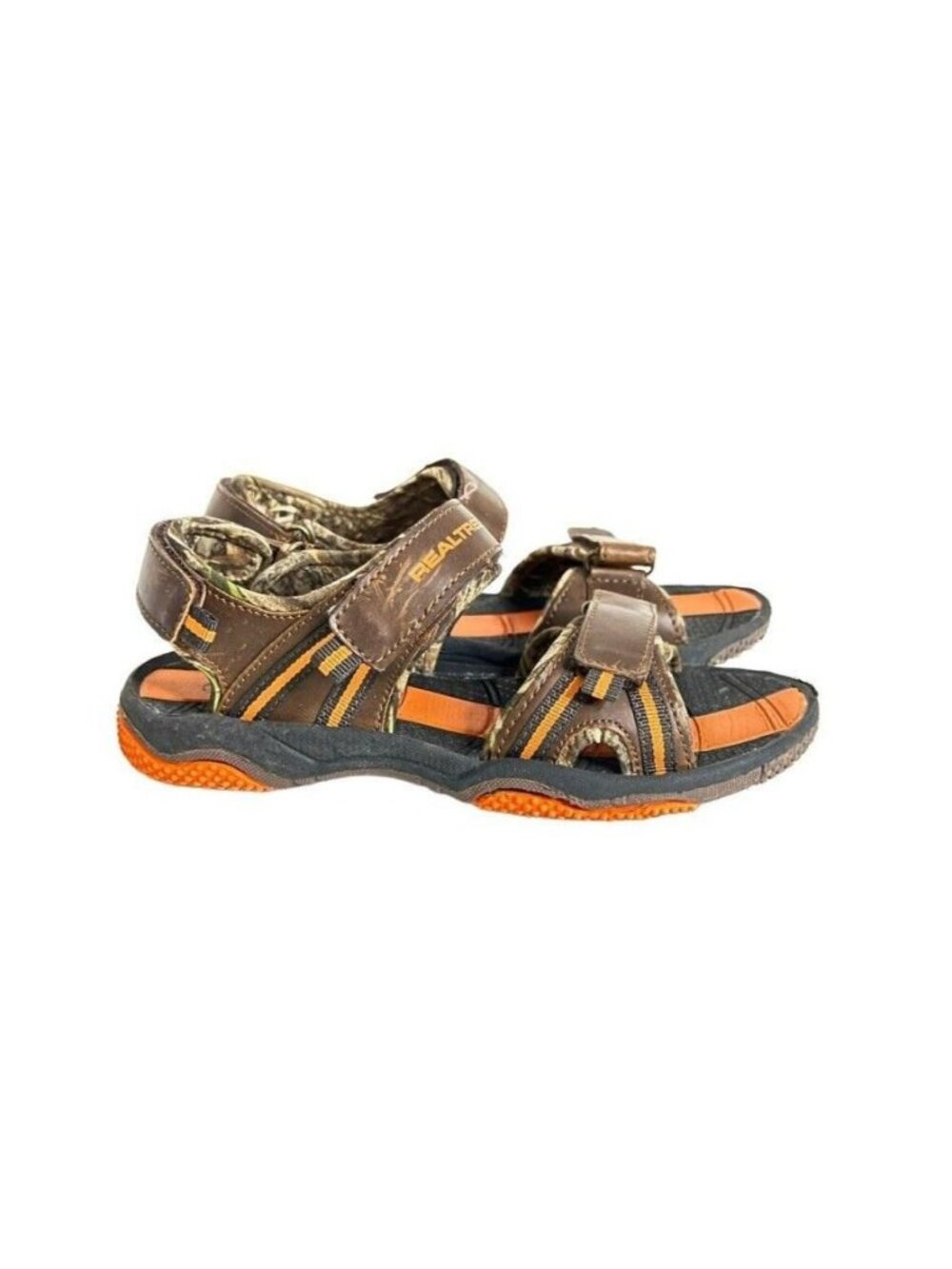 Realtree Fishing Boys Shoes Sz 4M Starfish Brown Orange Camo Sandals Water Shoes